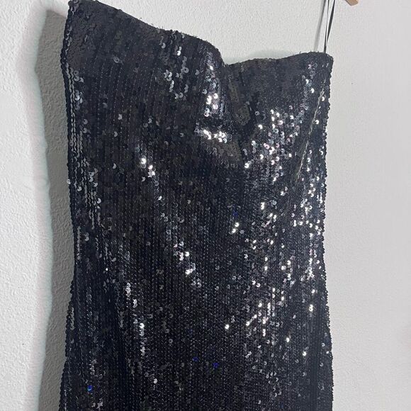 NEW‎ SPRWMN Dress Sequin Strapless Tube Midi Dress Black Size M - Picture 4 of 11